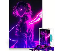 Neon Angel Girl Jigsaw for Teenagers 1000 Pieces Memory Boost Relaxing Fun Pattern Assembly (38x26cm)