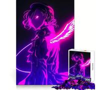 Neon Angel Girl Jigsaw for Teenagers 1000 Pieces Memory Boost Relaxing Fun Pattern Assembly (38x26cm)