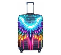 Neon Angel Wings Glow Brightly Elastic Travel Luggage Cover Suitcase Protector, Print Suitcase Baggage Cover Anti-Scratch