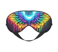 Neon Angel Wings Glow Brightly Print Sleep Mask with Adjustable Strap, Comfortable Eye Cover for Travel, Yoga, Napping, Sleeping & Relaxation