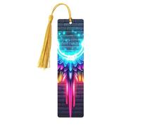 Neon Angel Wings Glow Brightly Unique Double-Sided Artwork Printed Wooden Bookmarks, Artistic Book Accessories Birthday Presents for Men Women Presents for Book Lovers