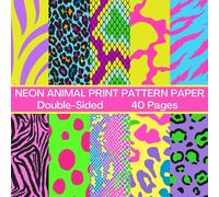 Neon Animal Print Scrapbook Paper 40 Pages 20 Sheets: Double Sided Pattern Paper for Scrapbooking, Card Making, Origami, DIY and More