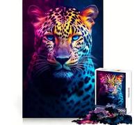 Neon Animals Jaguar Jigsaw Puzzles for Adults 1000 Mind Exercise Toy Relax Time Design Assembly (38x26cm)