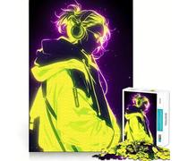 Neon Anime Boy Jigsaw Puzzles for Adults 1000 Piece Logic Boost Toy Group Joy Premium Edge Bday Surprise (38x26cm)
