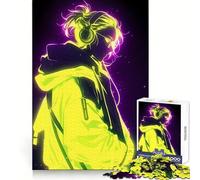 Neon Anime Boy Jigsaw Puzzles for Adults 1000 Piece Logic Boost Toy Group Joy Premium Edge Bday Surprise (38x26cm)