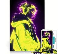 Neon Anime Boy Jigsaw Puzzles for Adults1000 Pieces Focus Brain Toy Relax Time Tight Edge Santa Wish Pick (50x75cm)