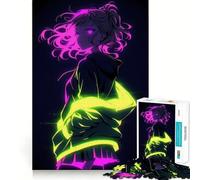 Neon Anime Girl 1000 Piece Jigsaw Puzzle for Adults Logic Toy Relaxing Fun Design Assembly Santa Wish Gift (50x75cm)