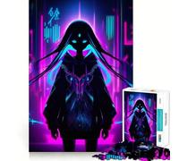 Neon Anime Girl 1000 Piece Jigsaw Puzzle for Teenagers Memory Gain Soothing Fun Design Assembly Elegant Gift (38x26cm)