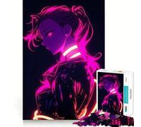 Neon Anime Girl 1000 Piece Jigsaw Puzzles for Teenagers Memory Gain Stress Free Design Assembly Heartfelt Gift (50x75cm)