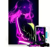 Neon Anime Girl 1000 Pieces Jigsaw Puzzles for Adults Clear Logic Toy Relaxing Fun Perfect Cut Elegant Gift (50x75cm)