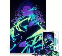 Neon Anime Girl 1000 Pieces Jigsaw Puzzles for Teenagers Wise Think Toy Calm Fun Clear Cut Art Collectible (50x75cm)