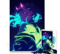 Neon Anime Girl Jigsaw Puzzle for Teenagers 1000 Pieces Memory Gain Calm Relax Design Assembly Classic Gift (38x52cm)