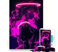 Neon Anime Girl Jigsaw Puzzles for Adults 1000 Piece Logic Boost Toy Group Joy Premium Edge Bday Surprise (50x75cm)