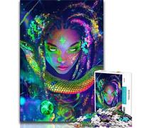 Neon Anime Snake Girl 1000 Piece Jigsaw Puzzles for Teenagers,Family Game Stress Reliever Difficult Challenge Artists Collection,Fine Art (75x50cm)