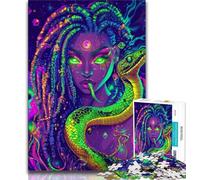 Neon Anime Snake Girl JigsawPuzzle 1000 Pieces for Teenagers,Challenging Family Activity Games DIY Toy for Home Wall Decor Gifts (38x26cm)
