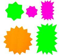 Neon Assorted Fluorescent Stars Display Card - Pack of 50 - Mixed Colours