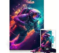 Neon Astronaut in Space 1000 Piece Jigsaw Puzzle for Teenagers Wise Think Toy Easy Leisure Tight Cut Amazing Present (38x52cm)