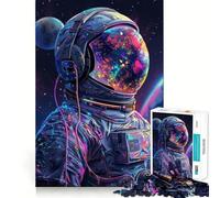 Neon Astronaut In Space 1000 Piece Jigsaw Puzzles for Adults Jigsaw Fine Logic Toy Quiet Fun Neat Edge Memorable Gift (50x75cm)