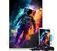 Neon Astronaut in Space 1000 Pieces Jigsaw Puzzles for Teenagers Intellect Toy Bonding Time Quality Cut Memorable Gift (38x26cm)
