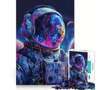 Neon Astronaut In Space Adult Jigsaw Puzzles 1000 Pieces Mind Exercise Toy Calming Play Design Assembly Amazing Present (38x26cm)