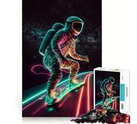 Neon Astronaut in Space for Adults 1000 Piece Jigsaw Puzzle Thought Toy Anxiety Relief Precise Edge Thoughtful Gift (38x52cm)
