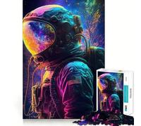 Neon Astronaut In Space Jigsaw Puzzles for Adults 1000 Pieces Logic Sense Toy Relaxing Fun Smooth Edge (50x75cm)