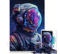 Neon Astronaut In Space Jigsaw Puzzles for Teenagers 1000 Pieces Think Toy Soothing Fun Clean Cut Art Collectible (50x75cm)