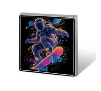 Neon Astronaut Skateboarding Unisex Brooches & Pins Square Lightweight Lapel Badge Jewelry for Clothing Shawl Hat