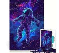 Neon Astronaut Space 1000 Piece Jigsaw Puzzles for Adults Jigsaw Brain Play Relax Mind Sharp Edge Premium Gift (38x26cm)