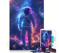 Neon Astronaut Spacestorm Jigsaw Puzzles for Adults1000 Piece Mind Exercise Toy Indoor Fun Precision Cut (38x52cm)