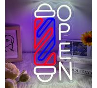 Neon Barber Open Sign for Business LED Open Signs Barber Shop light with 10 Levels Adjustable Brightness for Business Walls Window Store Bar Hotel 16.5"x8.5"