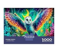 Neon Barn Owl 1000 Piece Cardboard Jigsaw Puzzle Moonlit Forest for Adult Stress Relief Seekers Home Entertainment Unique Pattern 38x26cm/1000pcs