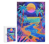 Neon Beach Sunset Art Print Puzzle 1000 Teile Schwer Puzzle Spielzeug Lernspiel Impossible Herausforderungsspielzeug Für Erwachsene Kinder 300 PCS