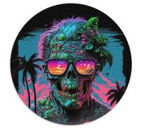 Neon Beach Zombies 1000 Piece Jigsaw Puzzle Round Jigsaw Puzzle 1000 Pieces Educational Toy for Teenagers, Home Office Decor 67.5x67.5cm