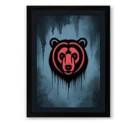 Neon Bear Head Urban Art Framed Wall Art Print A1 (84.1×59.4cm) Black, Wall Decor for Living Room, Bedroom, Office & Home, Ready to Hang, Art Gift