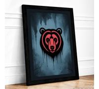 Neon Bear Head Urban Art Framed Wall Art Print A2 (59.4×42cm) Black, Wall Decor for Living Room, Bedroom, Office & Home, Ready to Hang, Art Gift