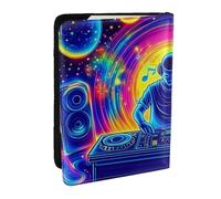 Neon Beat Uv Printed Passport Holder,Travel Pu Leather Passport Cover Case Organiser for Men Women,6.5 Inch