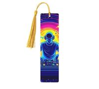 Neon Beat Uv Unique Double-Sided Artwork Printed Wooden Bookmarks, Artistic Book Accessories Birthday Presents for Men Women Presents for Book Lovers