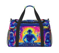 Neon Beat Uv Waterproof Weekender Bags Duffel Bag Large Carry On Hand Luggage Bags Foldable Tote Bag for Travel Sports Gym Dance