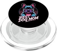 Neon Best Dog Mom French Bulldog Retro 80s Synthwave PopSockets PopGrip for MagSafe