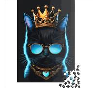 Neon Black Cat Jigsaw Puzzles Game Adult 1000 Piece Jigsaw Paper Creative Jigsaw Puzzle Decompressing Game 1000pcs (38x26cm)