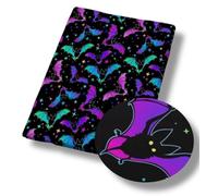 Neon Black Gothic Goth Bats Bat Purple Green Spooky Halloween Sewing Quilting Dress Hair Bow Making Cotton Polyester Bullet Stretch Satin 4 Way Custom Fabric Craft Supplies 1.5M by Yard 140x50CM