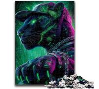 Neon Black Leopard Jigsaw Puzzles for Adults 1000 Pieces, Suitable for Ages 14 And Up Improve Memory Gifts Ideas 50x75cm