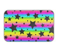 Neon Black Stars Rainbow Colors Strips Summer pet cooling mat for dogs Self Cooling cat blankets for indoor cats for dog travel summer tapete enfriador para perros M