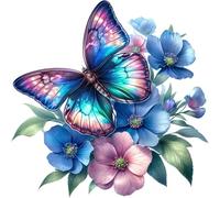 Neon Blue Butterfly Flower Vinyl Decal Stickers, Cover Marks, 15cm 12cm 7cm
