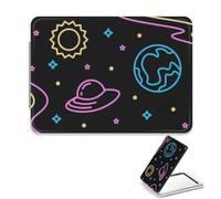 Neon Blue Earth Compact Mirror, 1X/2X Rectangular Handbag Mirror Compact, Pu Leather Portable Handbag Mini Essentials Handheld Mirrors, Essentials Mirrors, Uni Gifts, Ladies Gifts