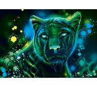 Neon Blue Green Panther