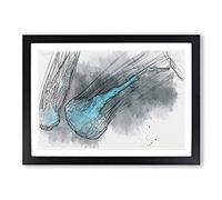 Neon Blue Jellyfish in Abstract Framed Print | A2 Black Framed Wall Art | Ready to Hang | Abstract Fantasy Picture | Living Room Bedroom Lounge Office