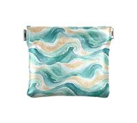 Neon Blue Purple Butterfly Black Coin Purse Square Snap Change Cash Holder Pocket Wallet, Change Holder for Women and Men, Ocean Waves Turquoise Teal, One Size, Ocean Waves Turquoise Teal