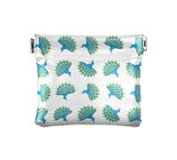 Neon Blue Purple Butterfly Black Coin Purse Square Snap Change Cash Holder Pocket Wallet, Change Holder for Women and Men, Peacocks Turquoise Teal, One Size, Peacocks Turquoise Teal